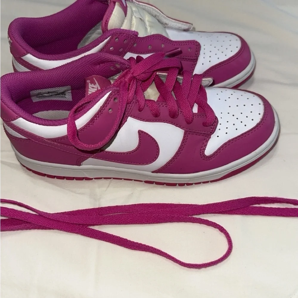 Nike Dunk Low Active Fuchsia Pink White Shoes - Picture 2 of 5